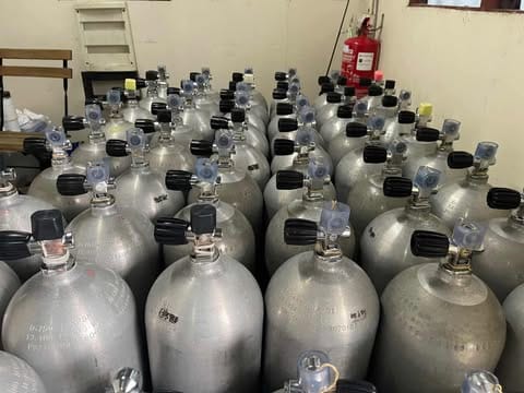 Dive cylinders ready for Tenggol trip